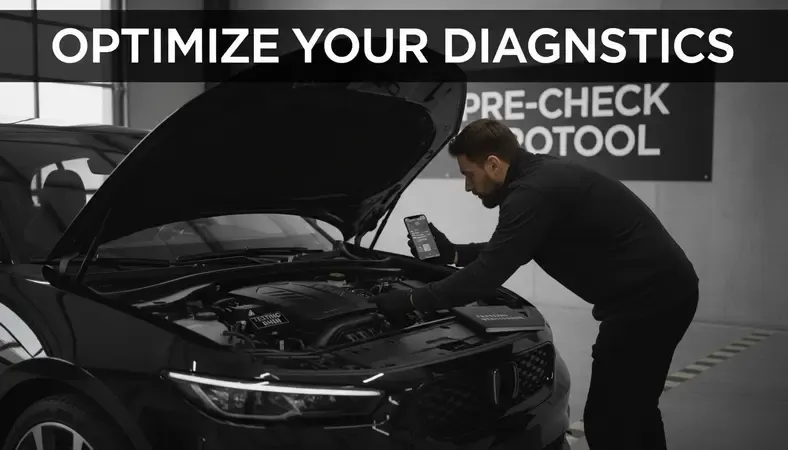 A car owner checking their vehicle's engine bay and dashboard warning lights before an emissions test appointment