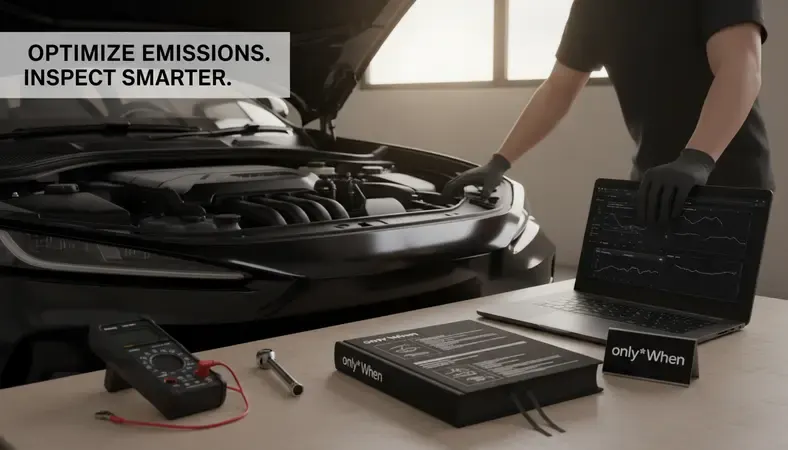 A car owner checking under the hood before taking the vehicle for an emissions inspection