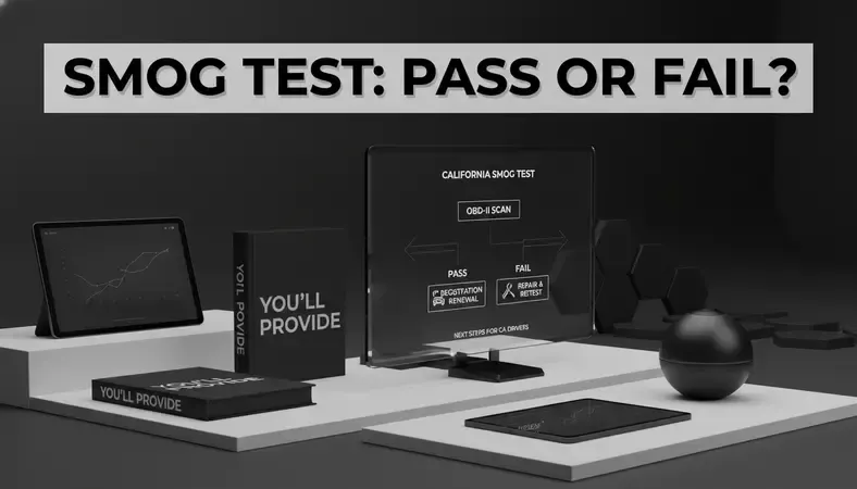 A flowchart showing the smog test pass/fail process and next steps for California drivers