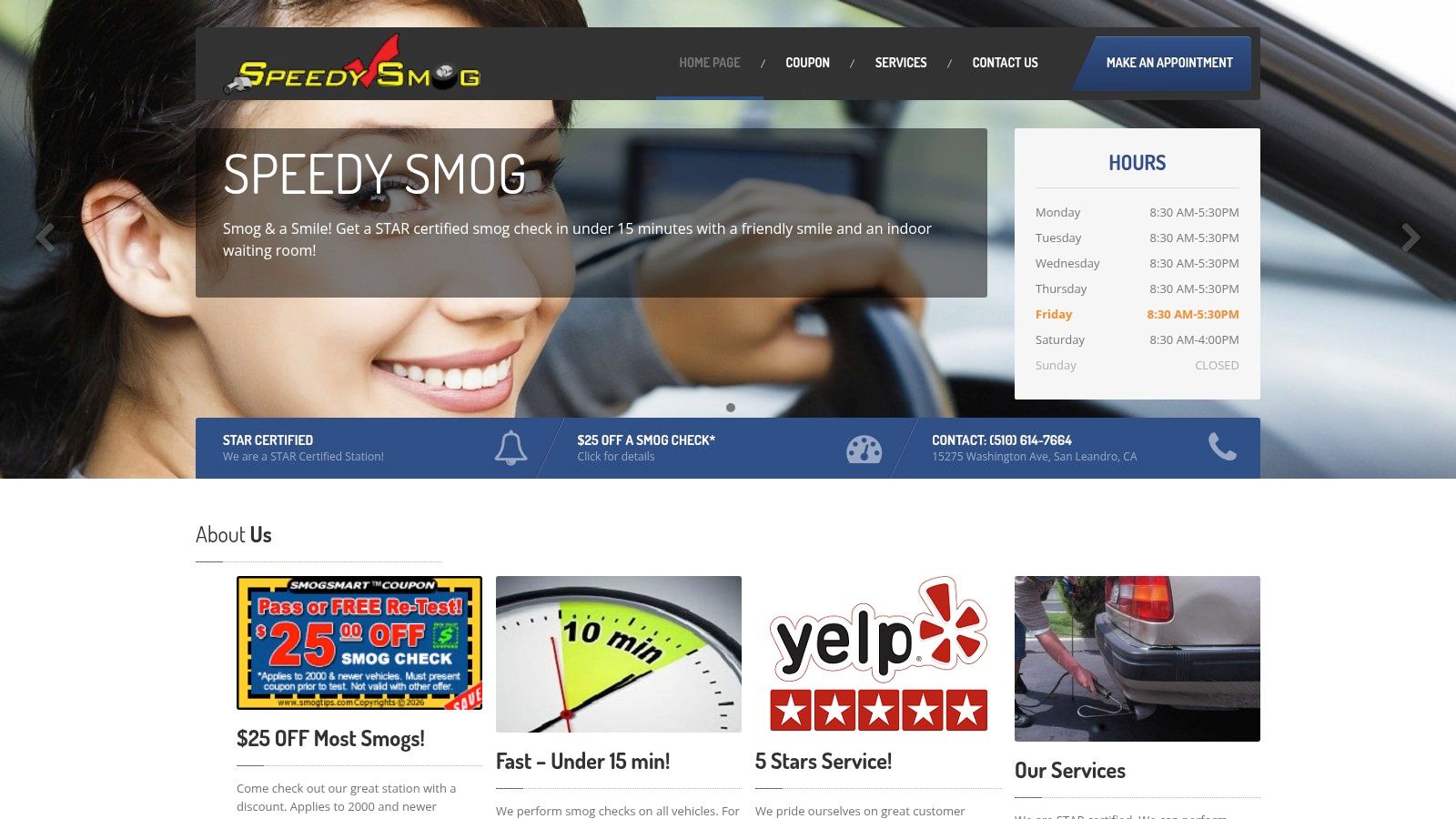 Screenshot from https://www.speedysmogchecksanleandro.com